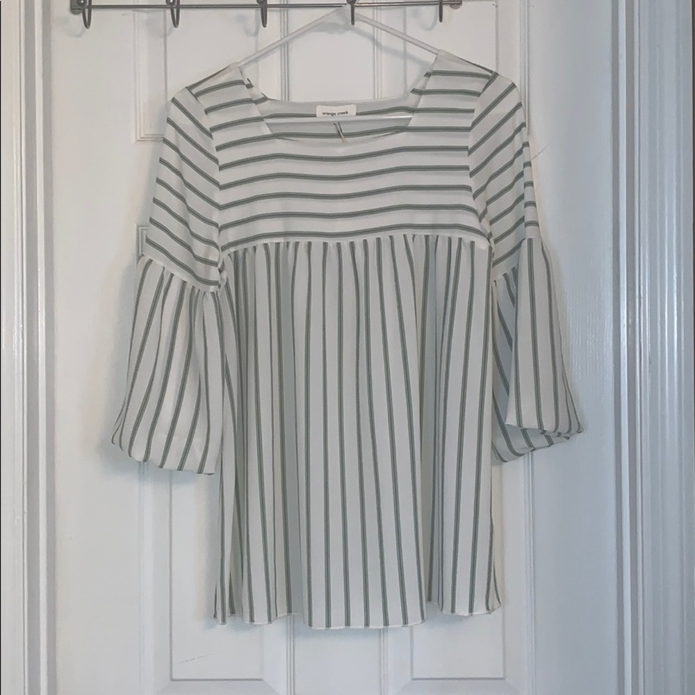 Square Neck Bubble Sleeve Top